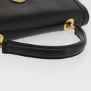 CELINE Circle Hand Bag Leather Black Gold Auth BAZ793V-7
