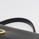 CELINE Circle Hand Bag Leather Black Gold Auth BAZ793V-14