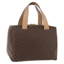CELINE Macadam Canvas Boston Bag PVC Leather Brown Gold Auth BAZ795A-1