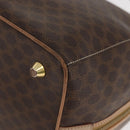 CELINE Macadam Canvas Boston Bag PVC Leather Brown Gold Auth BAZ795A-11