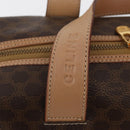 CELINE Macadam Canvas Boston Bag PVC Leather Brown Gold Auth BAZ795A-14