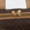 CELINE Macadam Canvas Boston Bag PVC Leather Brown Gold Auth BAZ795A-15