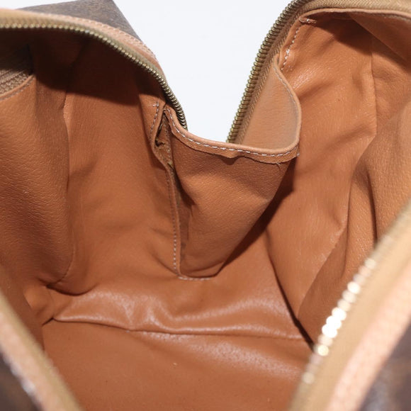 CELINE Macadam Canvas Boston Bag PVC Leather Brown Gold Auth BAZ795A