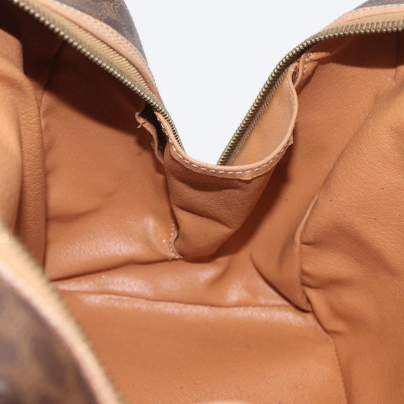 CELINE Macadam Canvas Boston Bag PVC Leather Brown Gold Auth BAZ795A
