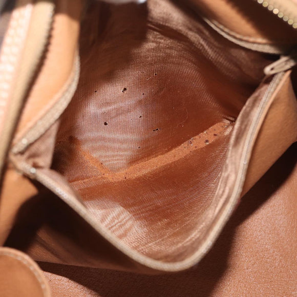 CELINE Macadam Canvas Boston Bag PVC Leather Brown Gold Auth BAZ795A