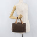 CELINE Macadam Canvas Boston Bag PVC Leather Brown Gold Auth BAZ795A-22