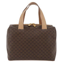 CELINE Macadam Canvas Boston Bag PVC Leather Brown Gold Auth BAZ795A-3