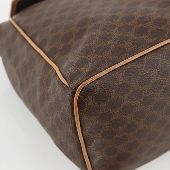 CELINE Macadam Canvas Backpack PVC Leather Brown Gold Auth BAZ796A