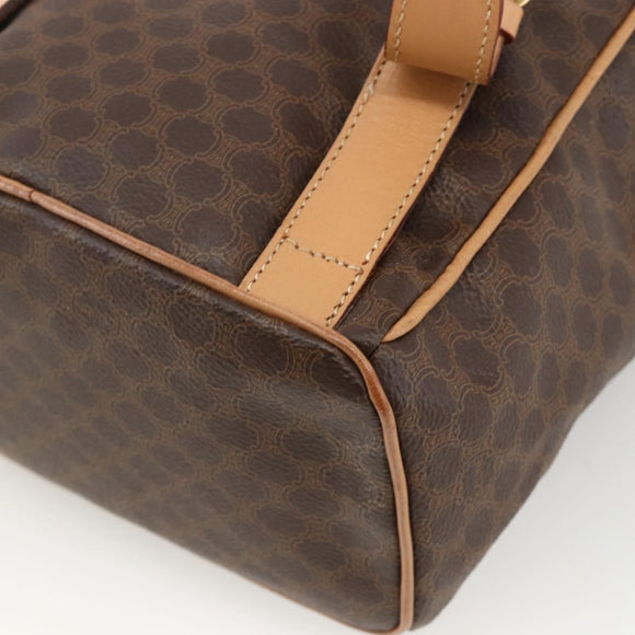 CELINE Macadam Canvas Backpack PVC Leather Brown Gold Auth BAZ796A