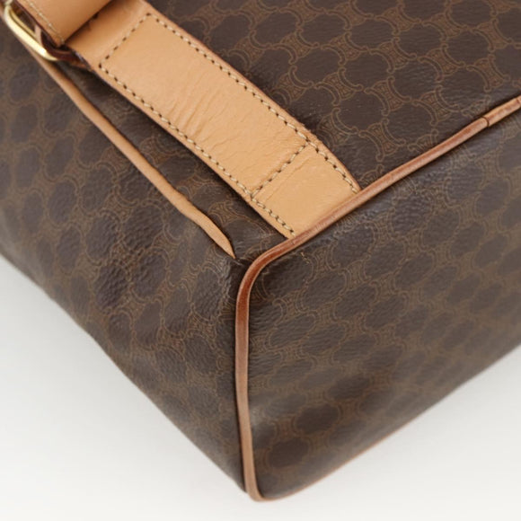 CELINE Macadam Canvas Backpack PVC Leather Brown Gold Auth BAZ796A