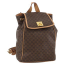 CELINE Macadam Canvas Backpack PVC Leather Brown Gold Auth BAZ796A-1