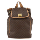 CELINE Macadam Canvas Backpack PVC Leather Brown Gold Auth BAZ796A-13