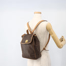 CELINE Macadam Canvas Backpack PVC Leather Brown Gold Auth BAZ796A-23