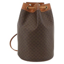 CELINE Macadam Canvas Shoulder Bag PVC Leather Brown Gold Auth BAZ797-1