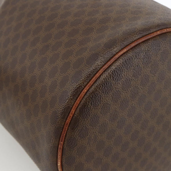 CELINE Macadam Canvas Shoulder Bag PVC Leather Brown Gold Auth BAZ797