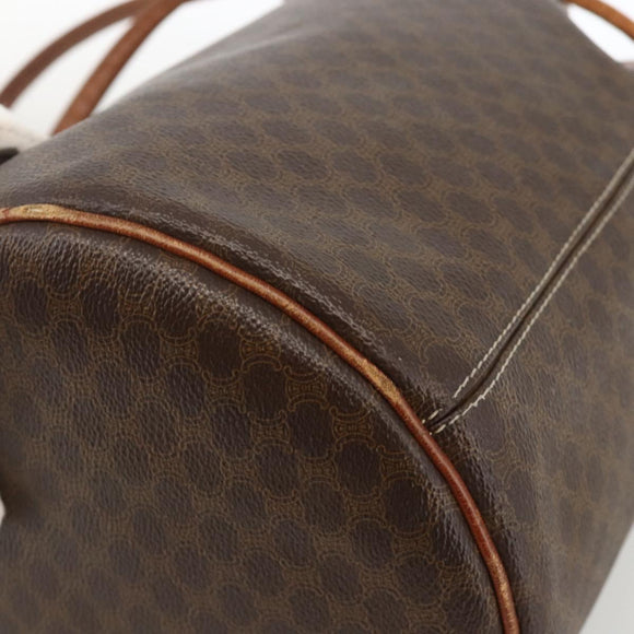 CELINE Macadam Canvas Shoulder Bag PVC Leather Brown Gold Auth BAZ797