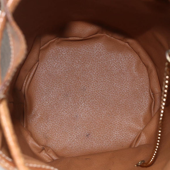 CELINE Macadam Canvas Shoulder Bag PVC Leather Brown Gold Auth BAZ797