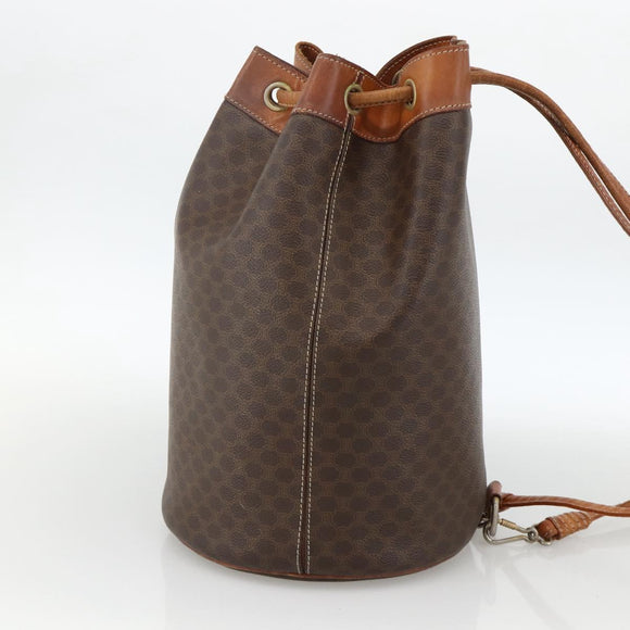 CELINE Macadam Canvas Shoulder Bag PVC Leather Brown Gold Auth BAZ797