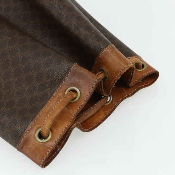 CELINE Macadam Canvas Shoulder Bag PVC Leather Brown Gold Auth BAZ797