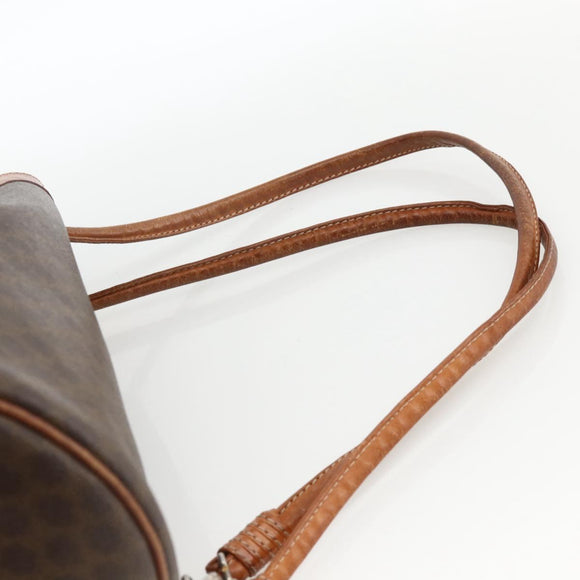 CELINE Macadam Canvas Shoulder Bag PVC Leather Brown Gold Auth BAZ797
