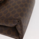 CELINE Macadam Canvas Circle Shoulder Bag PVC Leather Brown Gold Auth BAZ798-9