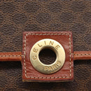 CELINE Macadam Canvas Circle Shoulder Bag PVC Leather Brown Gold Auth BAZ798-17