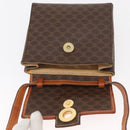 CELINE Macadam Canvas Circle Shoulder Bag PVC Leather Brown Gold Auth BAZ798-18