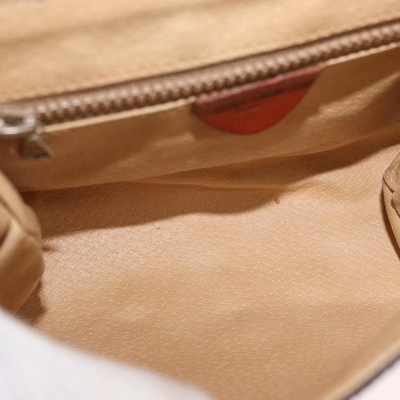 CELINE Macadam Canvas Circle Shoulder Bag PVC Leather Brown Gold Auth BAZ798