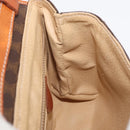 CELINE Macadam Canvas Circle Shoulder Bag PVC Leather Brown Gold Auth BAZ798-20