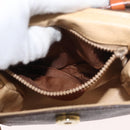 CELINE Macadam Canvas Circle Shoulder Bag PVC Leather Brown Gold Auth BAZ798-11
