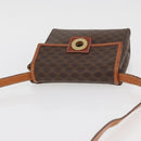 CELINE Macadam Canvas Circle Shoulder Bag PVC Leather Brown Gold Auth BAZ798-6
