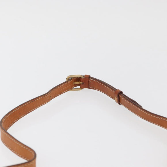 CELINE Macadam Canvas Circle Shoulder Bag PVC Leather Brown Gold Auth BAZ798