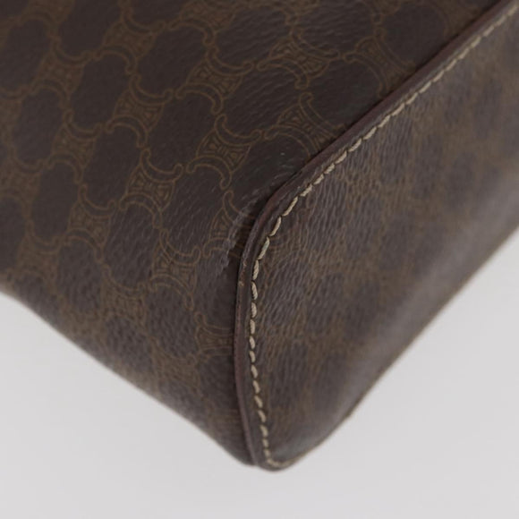 CELINE Macadam Canvas Handtasche PVC Leder Braun Gold Auth BAZ799