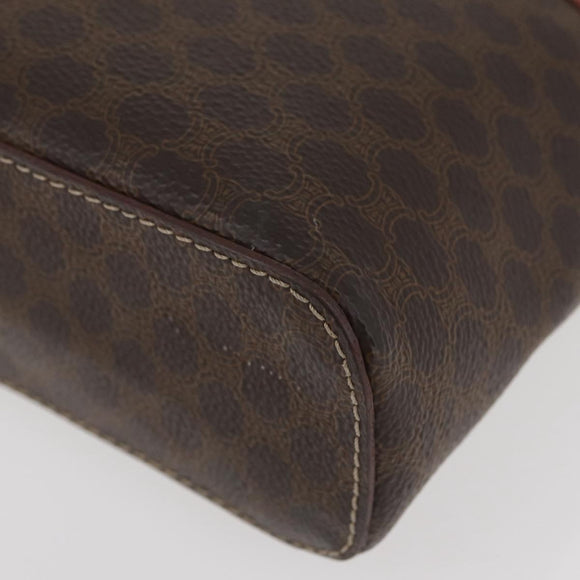 CELINE Macadam Canvas Handtasche PVC Leder Braun Gold Auth BAZ799