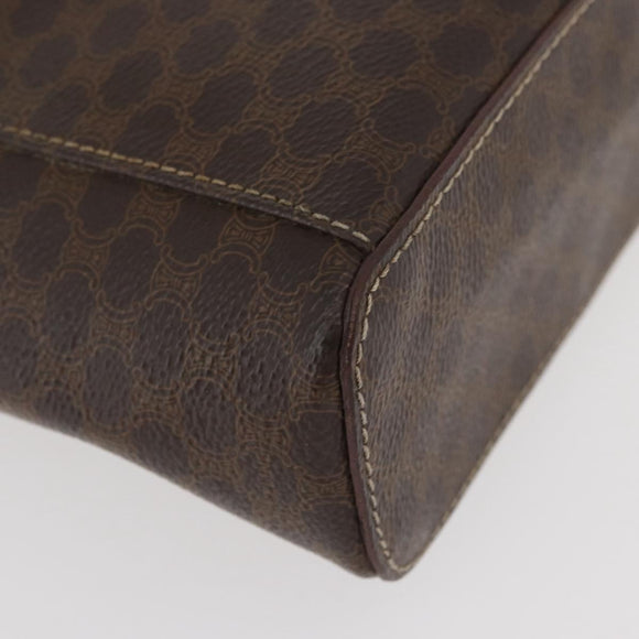 CELINE Macadam Canvas Handtasche PVC Leder Braun Gold Auth BAZ799