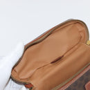 CELINE Macadam Canvas Handtasche PVC Leder Braun Gold Auth BAZ799-10