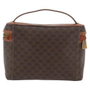 CELINE Macadam Canvas Handtasche PVC Leder Braun Gold Auth BAZ799-2