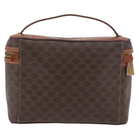 CELINE Macadam Canvas Handtasche PVC Leder Braun Gold Auth BAZ799