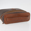 CELINE Macadam Canvas Handtasche PVC Leder Braun Gold Auth BAZ799-6