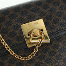 CELINE Macadam Canvas Hand Bag PVC Leather Black Gold Auth BAZ800V-17