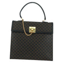 CELINE Macadam Canvas Hand Bag PVC Leather Black Gold Auth BAZ800V-13