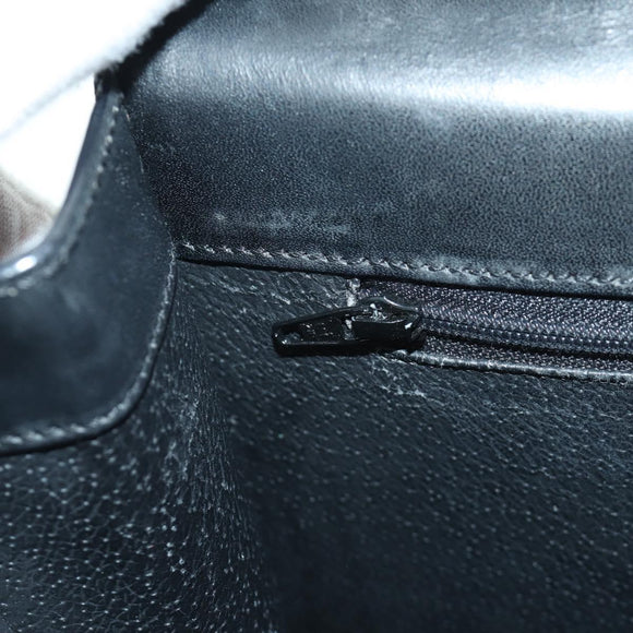 CELINE Macadam Canvas Hand Bag PVC Leather Black Gold Auth BAZ800V