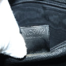 CELINE Macadam Canvas Hand Bag PVC Leather Black Gold Auth BAZ800V-12
