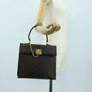 CELINE Macadam Canvas Hand Bag PVC Leather Black Gold Auth BAZ800V-23