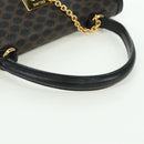 CELINE Macadam Canvas Hand Bag PVC Leather Black Gold Auth BAZ800V-7