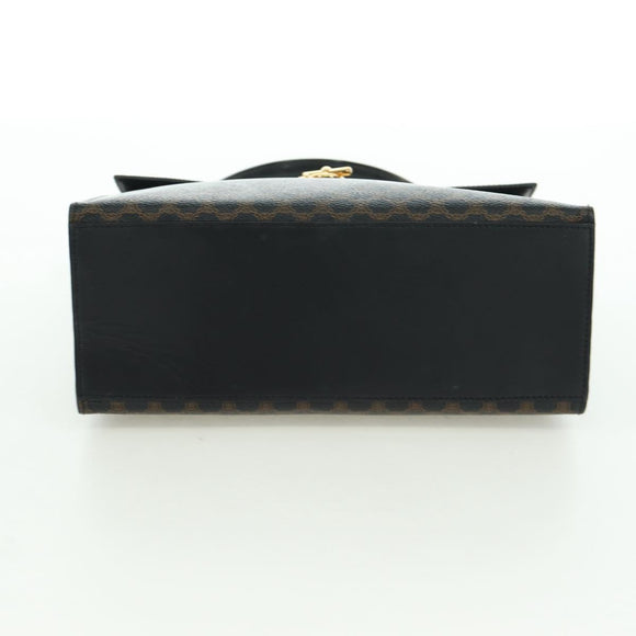 CELINE Macadam Canvas Hand Bag PVC Leather Black Gold Auth BAZ800V