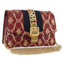 GUCCI GG Canvas Sylvie Sherry Line Chain Bag Leather Red 494646 Auth BAZ806A-1