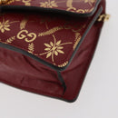 GUCCI GG Canvas Sylvie Sherry Line Chain Bag Leather Red 494646 Auth BAZ806A-11
