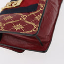 GUCCI GG Canvas Sylvie Sherry Line Chain Bag Leather Red 494646 Auth BAZ806A-12