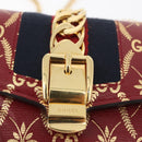 GUCCI GG Canvas Sylvie Sherry Line Chain Bag Leather Red 494646 Auth BAZ806A-14